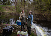 Technicians Running Lampricide Setup at Old Mill Dam
